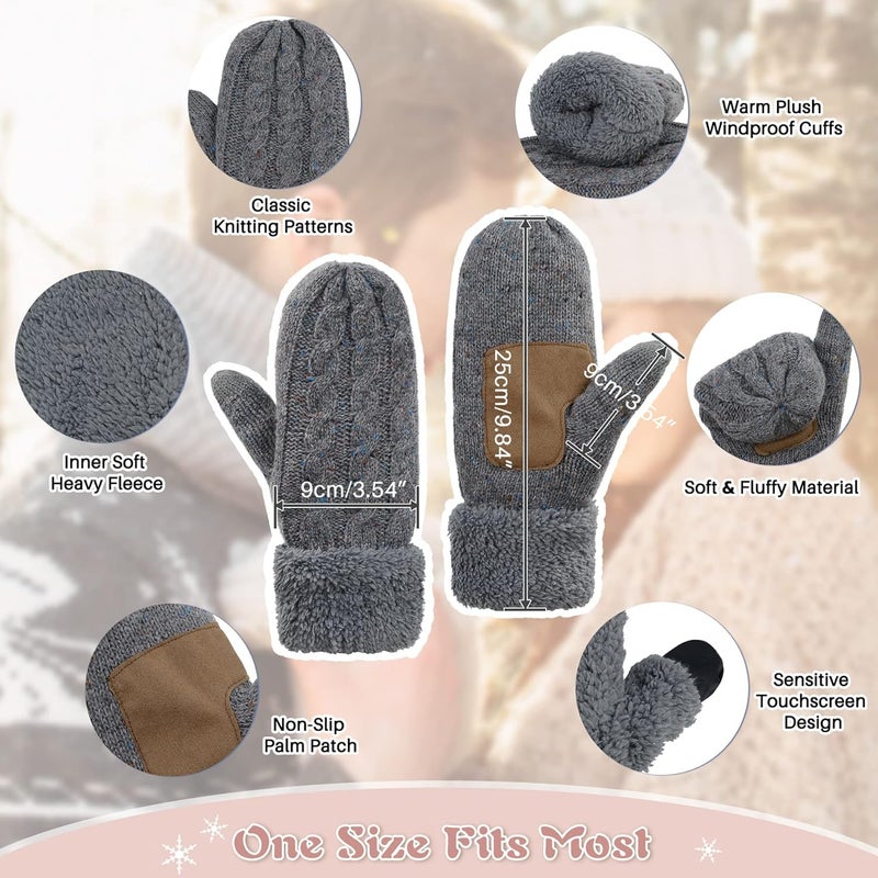 Zando Winter Warm Mittens for Women - Thick Knitted Gloves with Soft Lining - Cold Weather Accessories & Gifts - Image 4